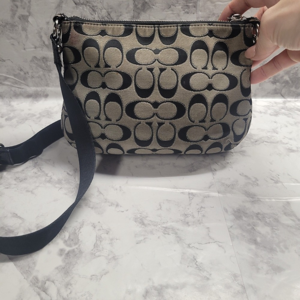 Coach Crossbody Monogram Black Gray Poppy Signature Purse - Picture 4 of 10